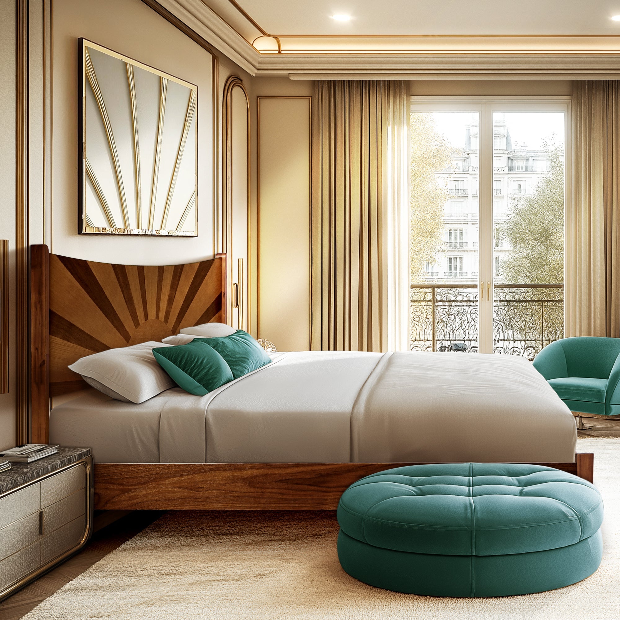 Premium Solid Acacia Wood Bed Frame, Mid-Century Elegance, Built to Last