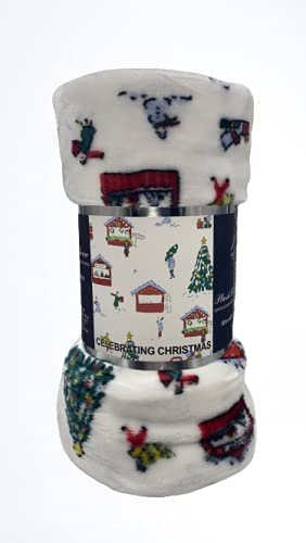 Decor&More Happy Holidays Microplush Throw Blanket (50“ x 60“) - Christmas Time Faith-Hope-Love-Home-Decor