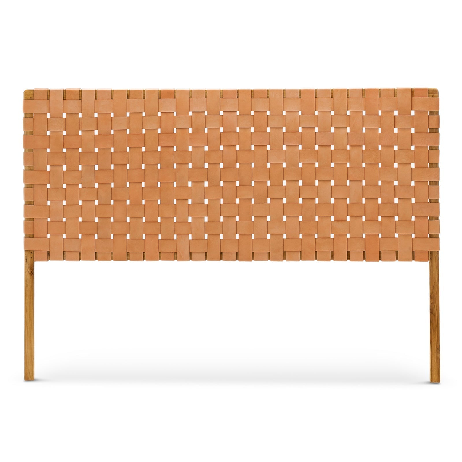 Scandinavian Woven Leather Headboard Front View Timeless Design - LuxoraCraft