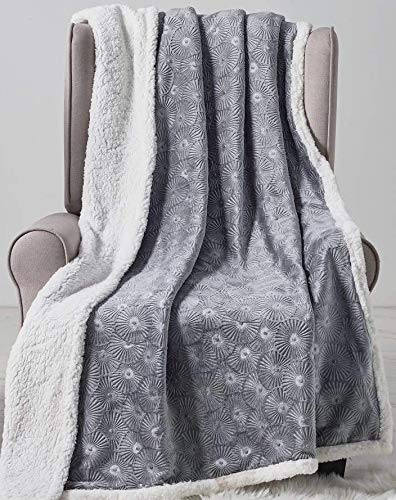 Decor&More Bon Iver Collection Extra Soft Bursting Fireworks Embossed Microplush Throw Blanket with Sherpa Backing (50" x 60") Faith-Hope-Love-Home-Decor