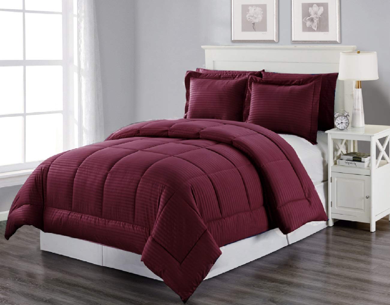 Decor&More Home Essentials 3 Piece Embossed Stripe Down Alternative Comforter Set Faith-Hope-Love-Home-Decor
