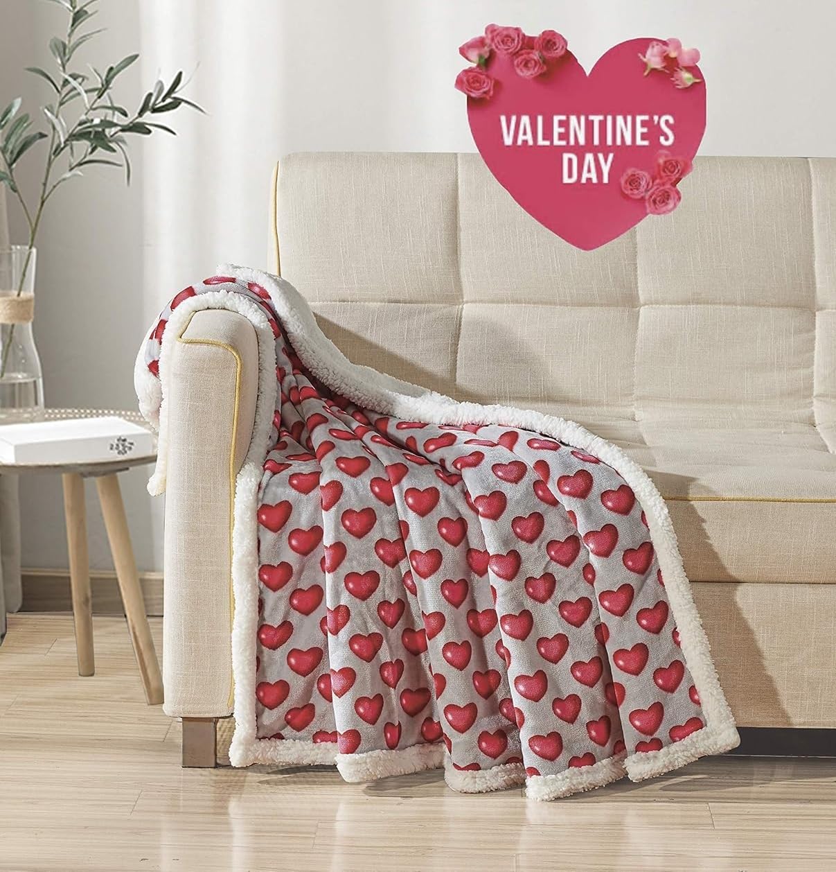 FAITH, HOPE, LOVE HOME DÉCOR Heart Throw Blanket – Ultra Soft Microplush 50"x60" | Cozy Love Theme Gift for Couch, Bed, Travel | Washable Faith-Hope-Love-Home-Decor