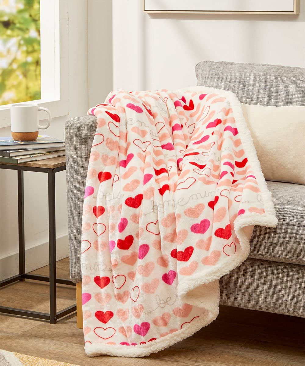 FAITH, HOPE, LOVE HOME DÉCOR Heart Throw Blanket – Ultra Soft Microplush 50"x60" | Cozy Love Theme Gift for Couch, Bed, Travel | Washable Faith-Hope-Love-Home-Decor