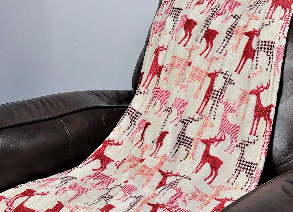 Decor&More Festive Holiday Microplush Throw Blanket (50" x 60") - Reindeer Silhouette Faith-Hope-Love-Home-Decor