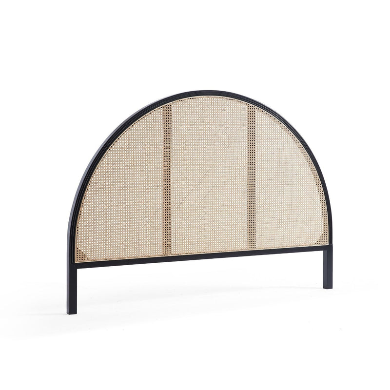 Half Moon Handwoven Rattan Headboard Front View Moroccan - LuxoraCraft