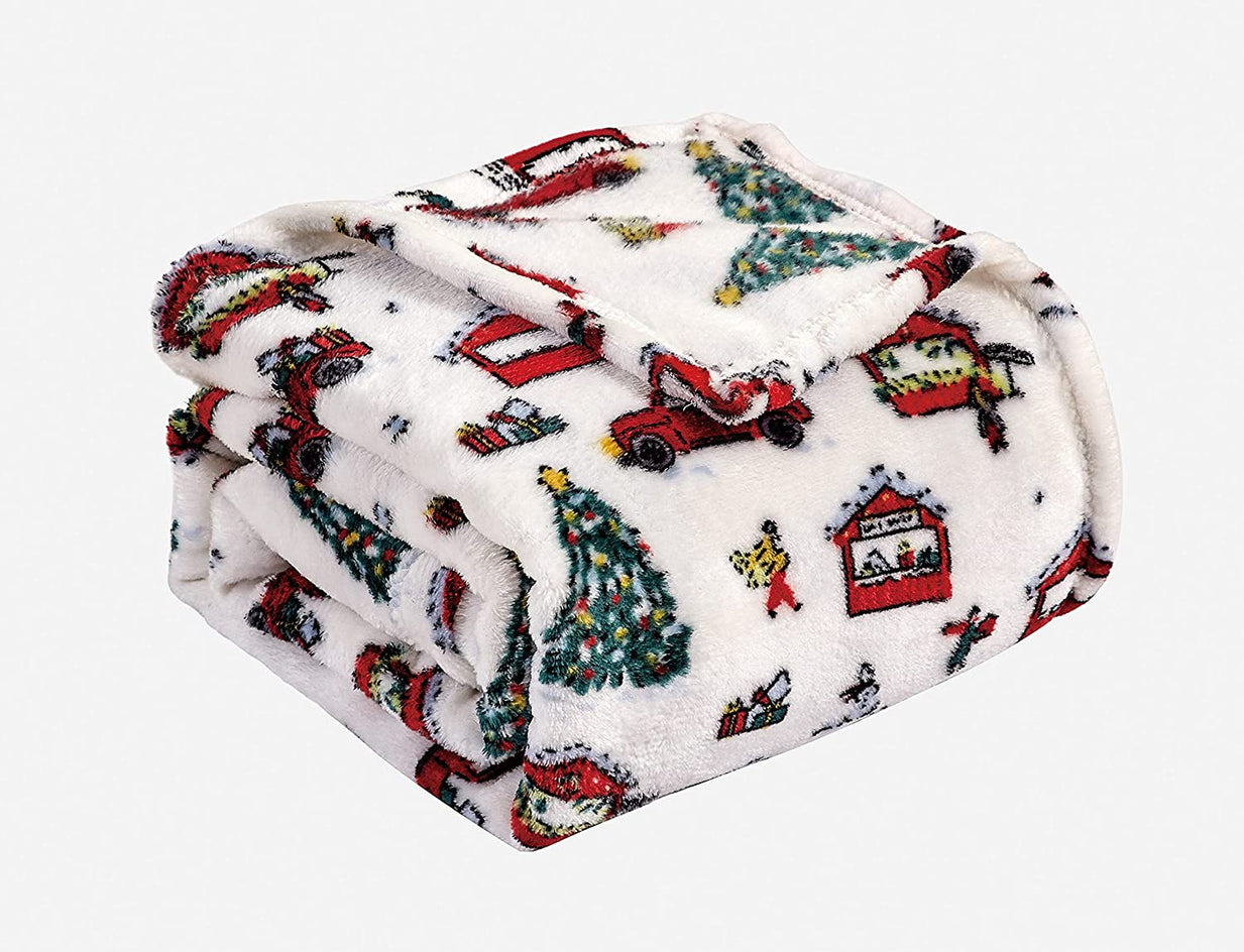 Decor&More Happy Holidays Microplush Throw Blanket (50“ x 60“) - Christmas Time Faith-Hope-Love-Home-Decor