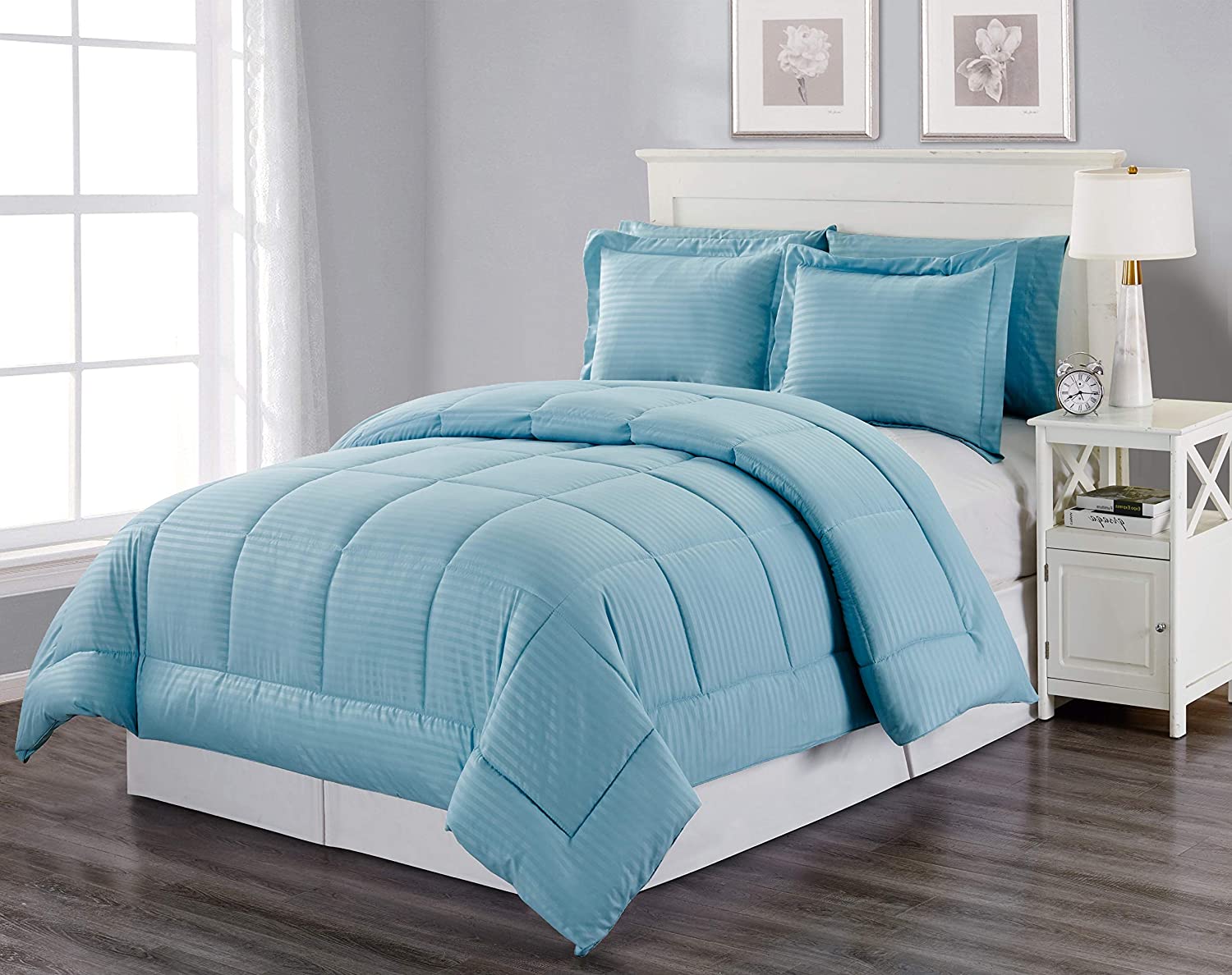 Decor&More Home Essentials 3 Piece Embossed Stripe Down Alternative Comforter Set Faith-Hope-Love-Home-Decor
