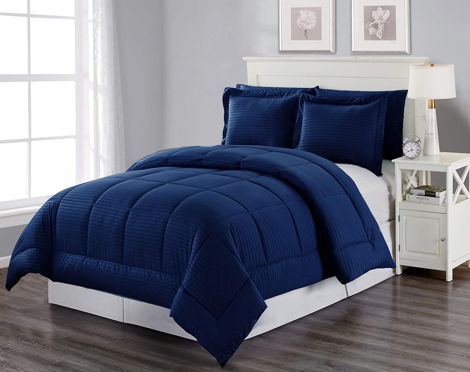 Decor&More Home Essentials 3 Piece Embossed Stripe Down Alternative Comforter Set Faith-Hope-Love-Home-Decor