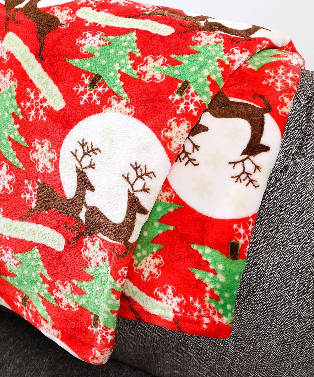 Decor&More Festive Holiday Microplush Throw Blanket (50" x 60") - Forest Friends Faith-Hope-Love-Home-Decor