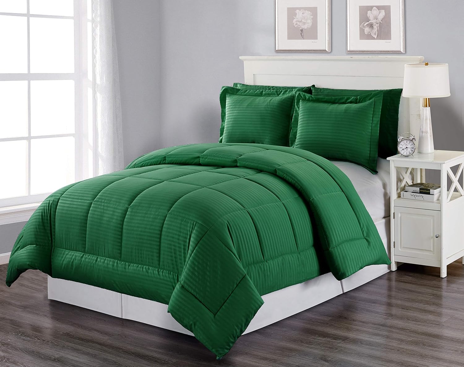 Decor&More Home Essentials 3 Piece Embossed Stripe Down Alternative Comforter Set Faith-Hope-Love-Home-Decor