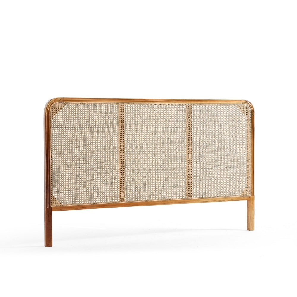 Rattan Headboard Natural Woven Design Boho Bedroom Decor - LuxoraCraft