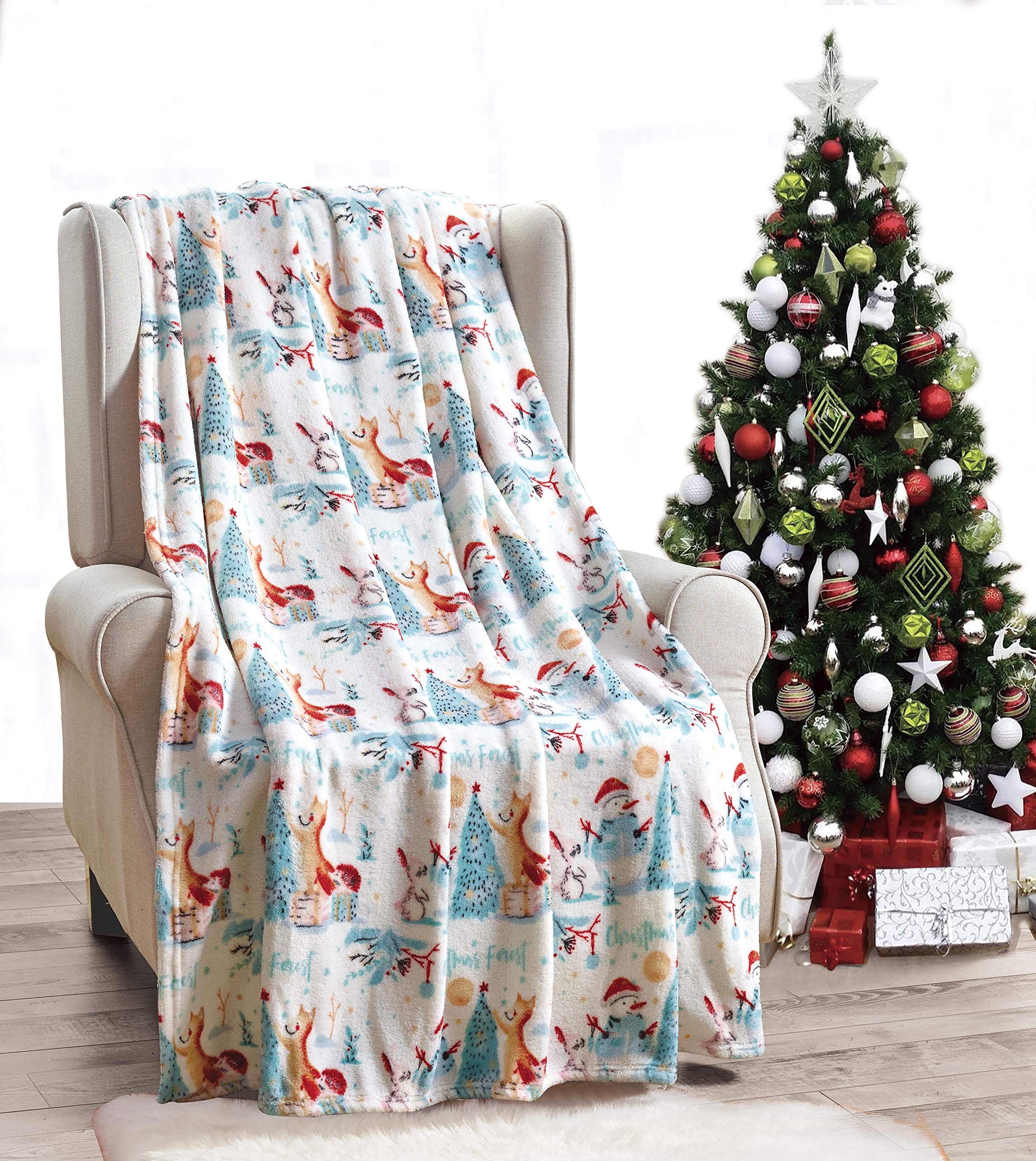Decor&More Festive Holiday Microplush Throw Blanket (50" x 60") - Forest Friends Faith-Hope-Love-Home-Decor