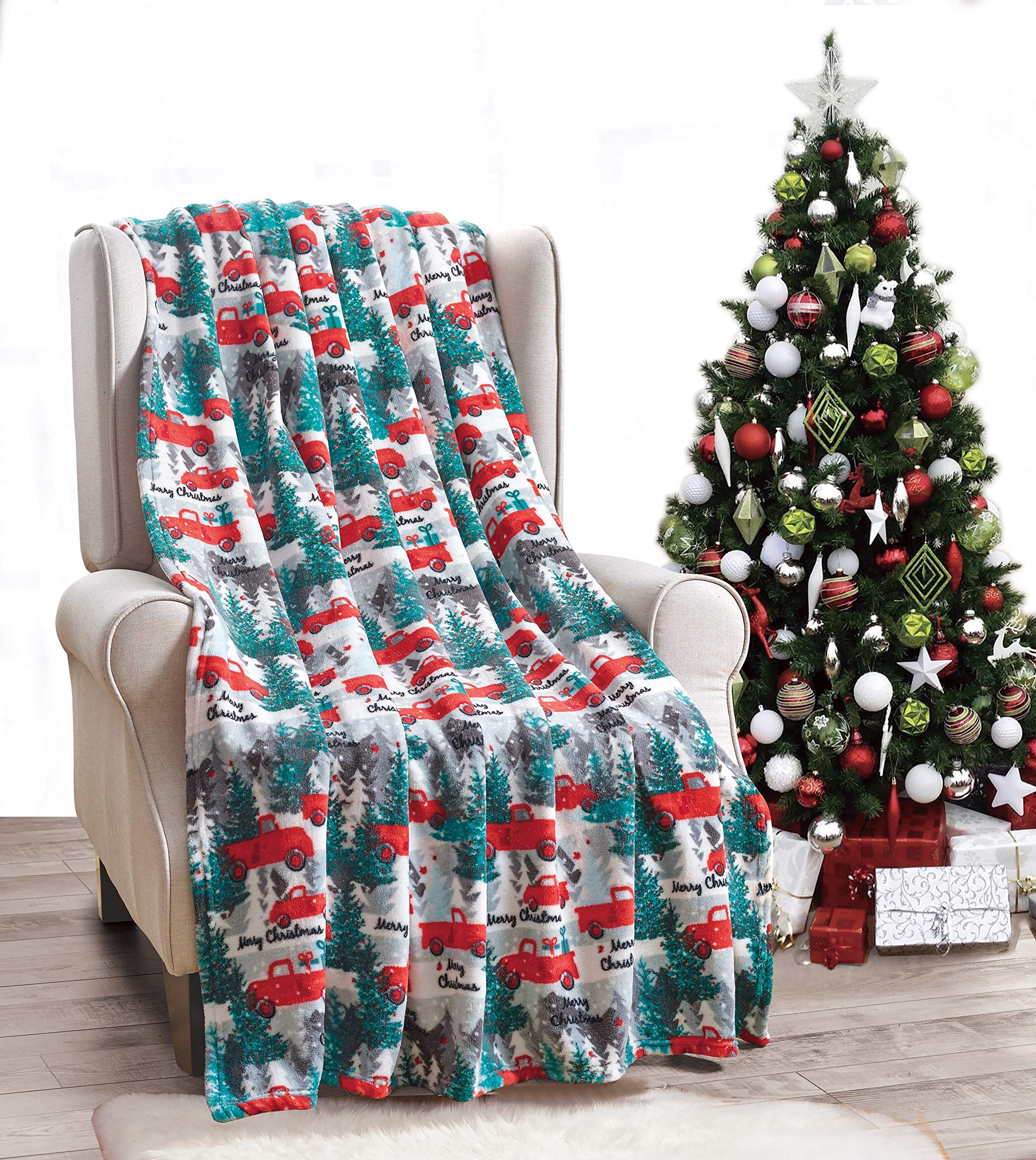 Decor&More Festive Holiday Microplush Throw Blanket (50" x 60") - Forest Friends Faith-Hope-Love-Home-Decor