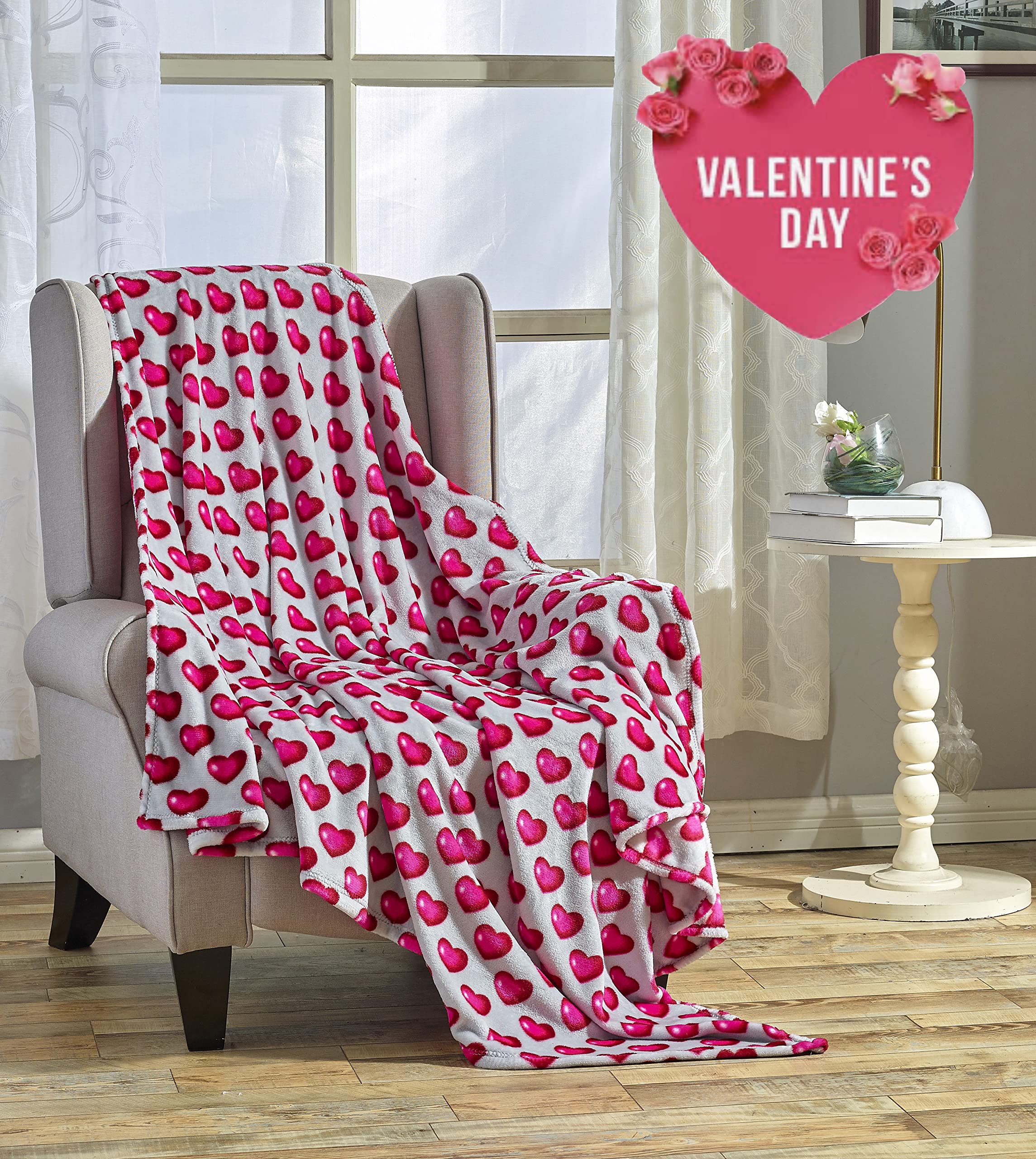 FAITH, HOPE, LOVE HOME DÉCOR Heart Throw Blanket – Ultra Soft Microplush 50"x60" | Cozy Love Theme Gift for Couch, Bed, Travel | Washable Faith-Hope-Love-Home-Decor
