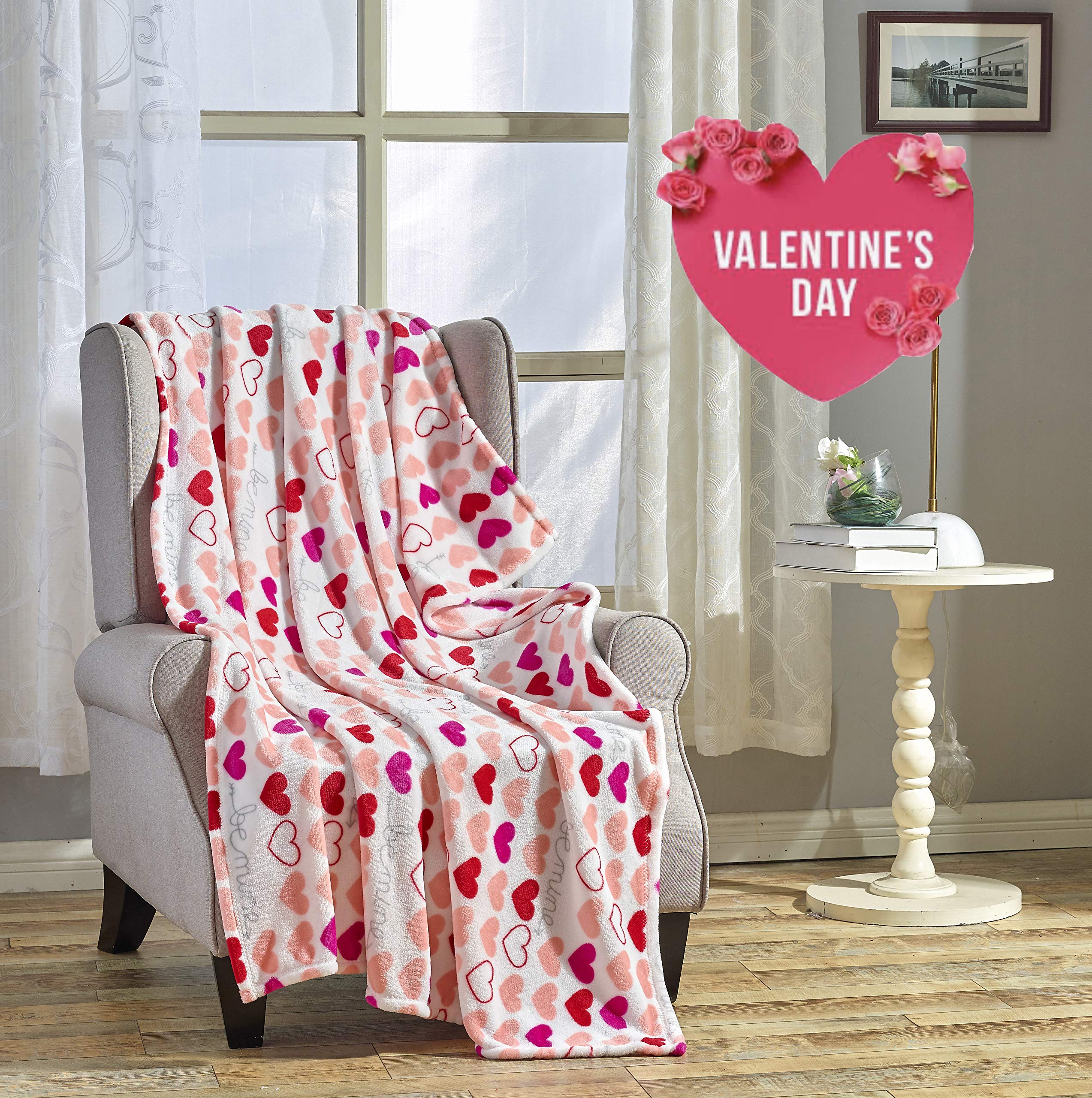 FAITH, HOPE, LOVE HOME DÉCOR Heart Throw Blanket – Ultra Soft Microplush 50"x60" | Cozy Love Theme Gift for Couch, Bed, Travel | Washable Faith-Hope-Love-Home-Decor