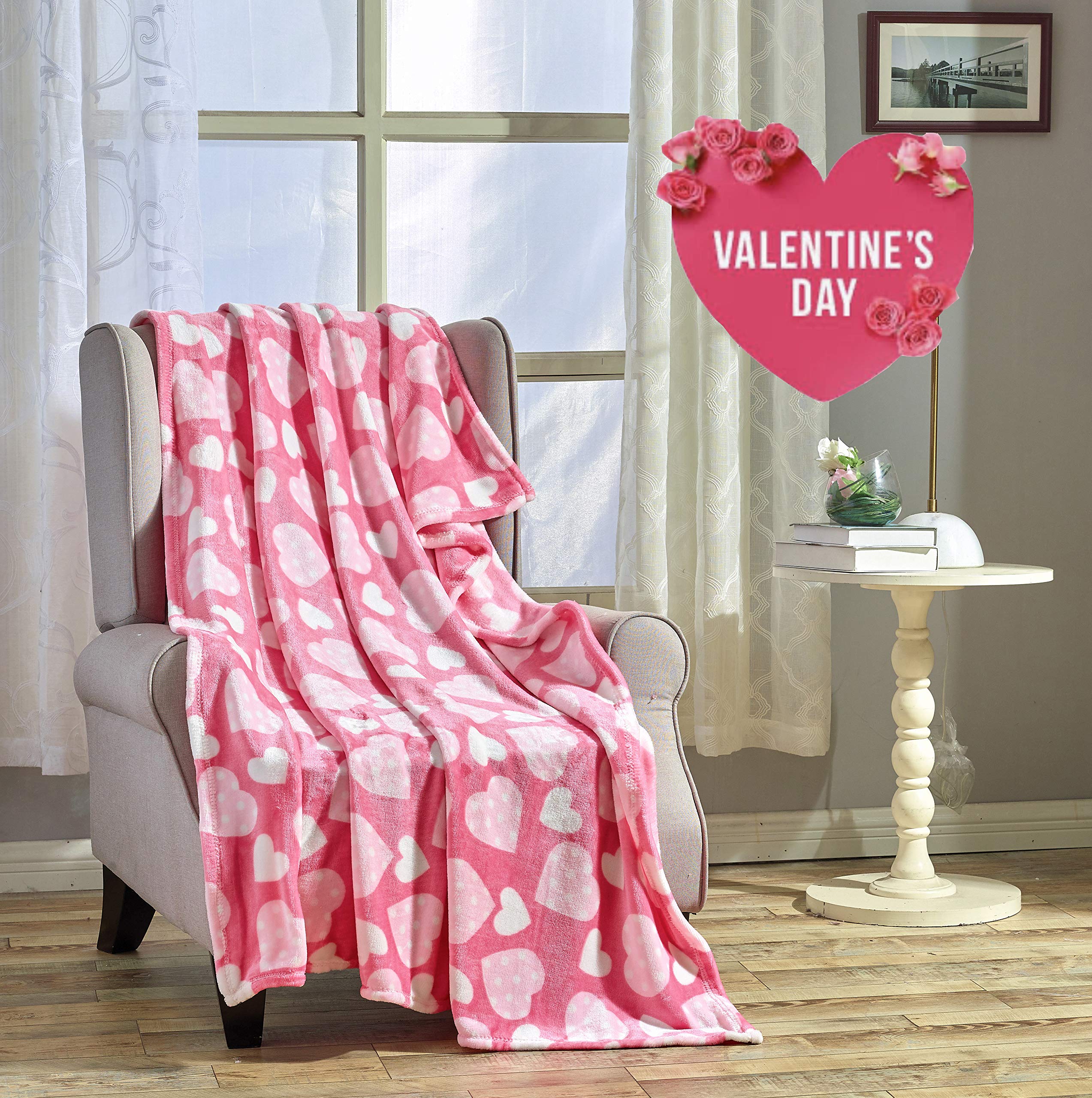 FAITH, HOPE, LOVE HOME DÉCOR Heart Throw Blanket – Ultra Soft Microplush 50"x60" | Cozy Love Theme Gift for Couch, Bed, Travel | Washable Faith-Hope-Love-Home-Decor