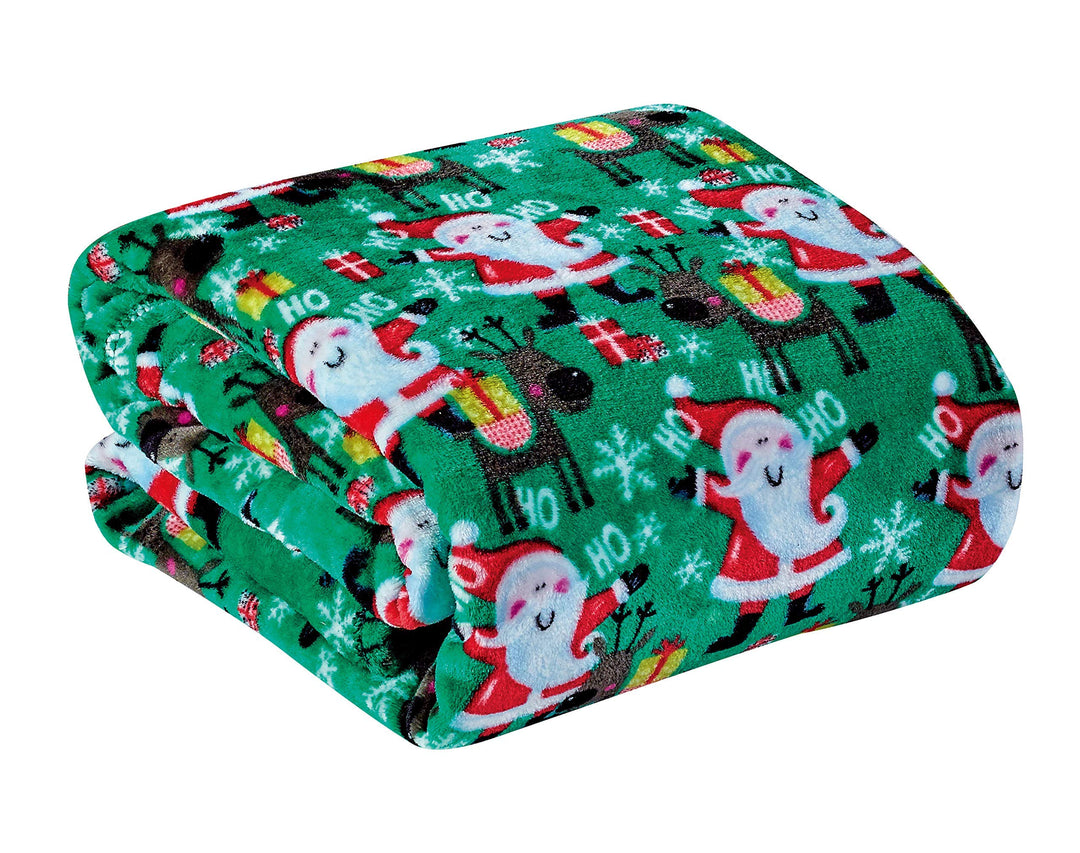 Decor&More Ho Ho Ho Merry Christmas Collection Microplush Holiday Throw Blanket (60" x 50") - Santa Faith-Hope-Love-Home-Decor