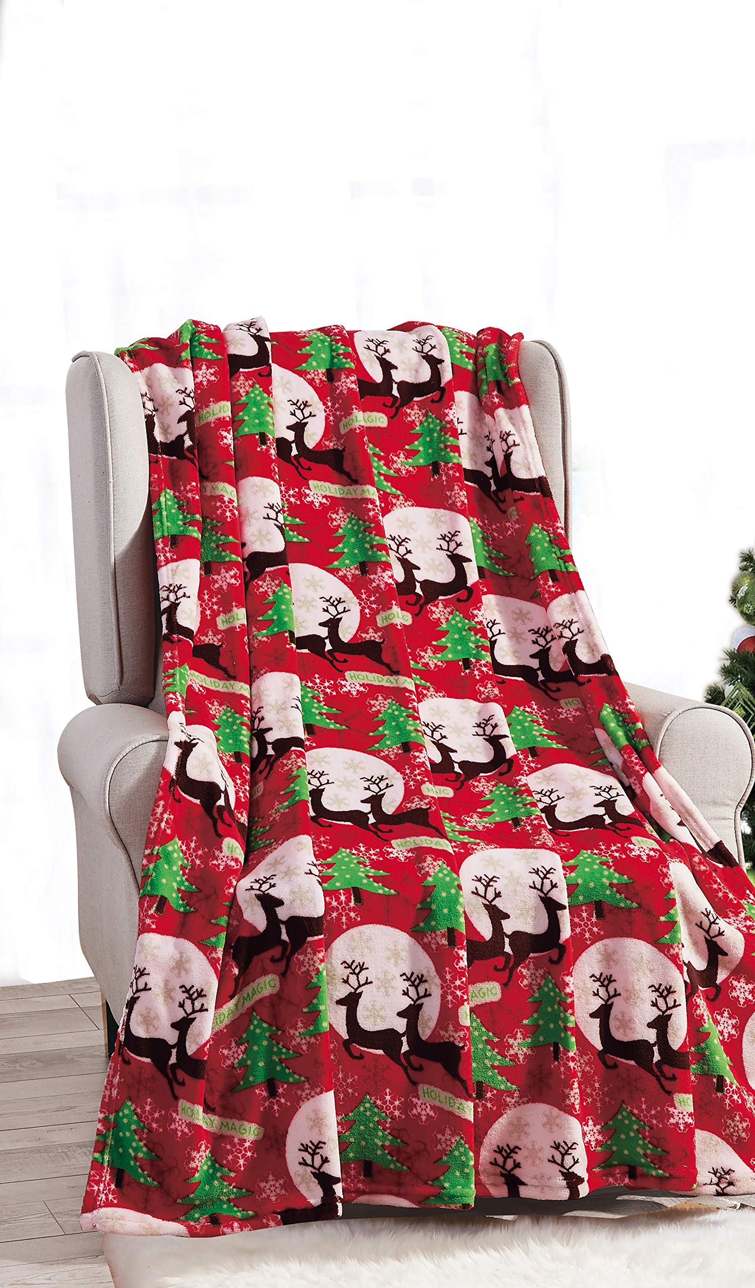 Decor&More Festive Holiday Microplush Throw Blanket (50" x 60") - Forest Friends Faith-Hope-Love-Home-Decor