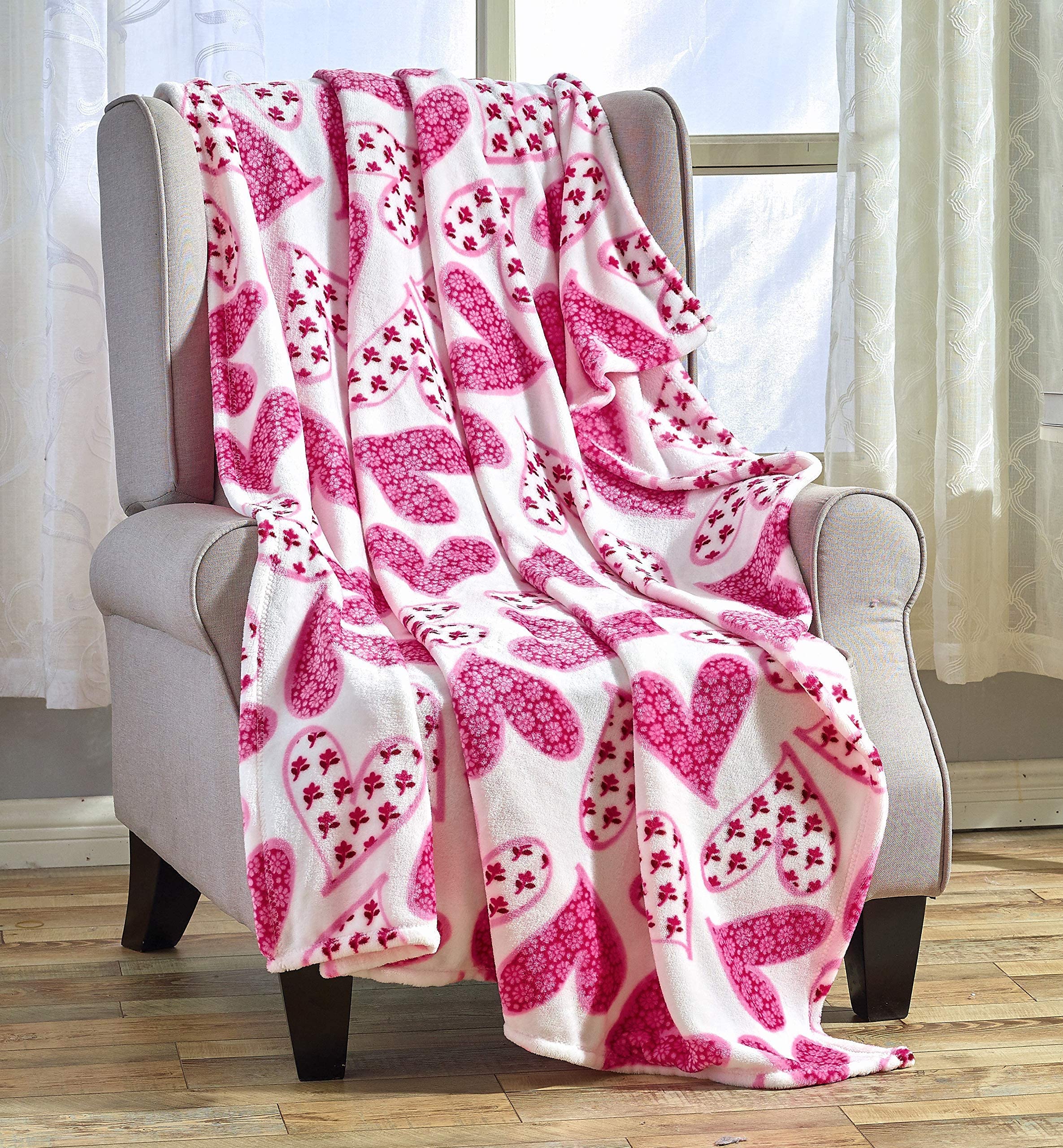 FAITH, HOPE, LOVE HOME DÉCOR Heart Throw Blanket – Ultra Soft Microplush 50"x60" | Cozy Love Theme Gift for Couch, Bed, Travel | Washable Faith-Hope-Love-Home-Decor