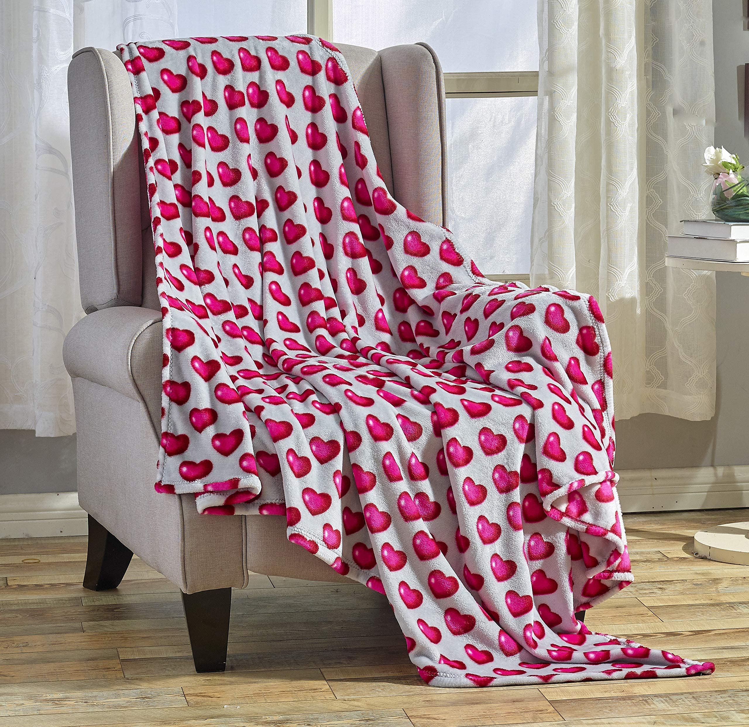 FAITH, HOPE, LOVE HOME DÉCOR Heart Throw Blanket – Ultra Soft Microplush 50"x60" | Cozy Love Theme Gift for Couch, Bed, Travel | Washable Faith-Hope-Love-Home-Decor