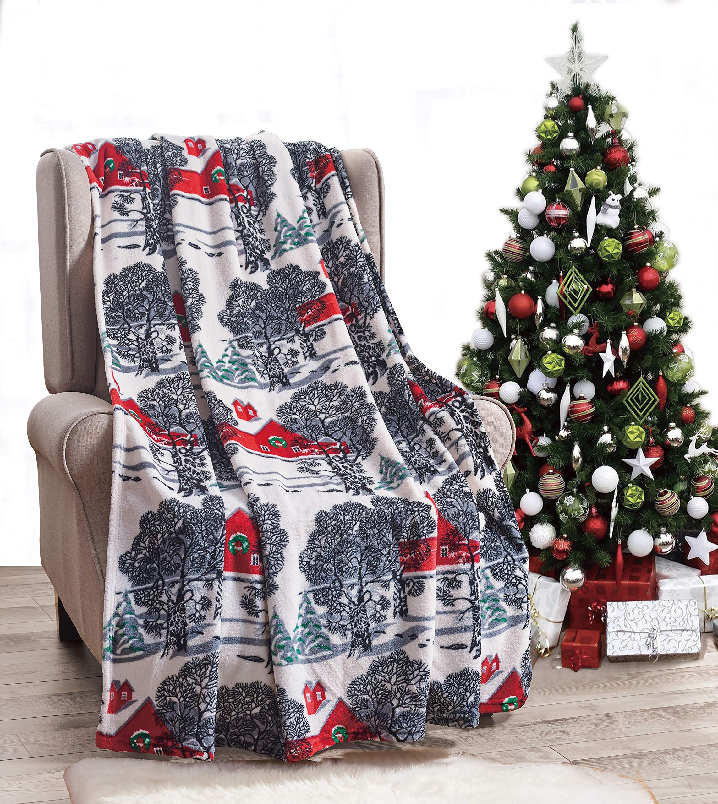 Decor&More Festive Holiday Microplush Throw Blanket (50" x 60") - Forest Friends Faith-Hope-Love-Home-Decor