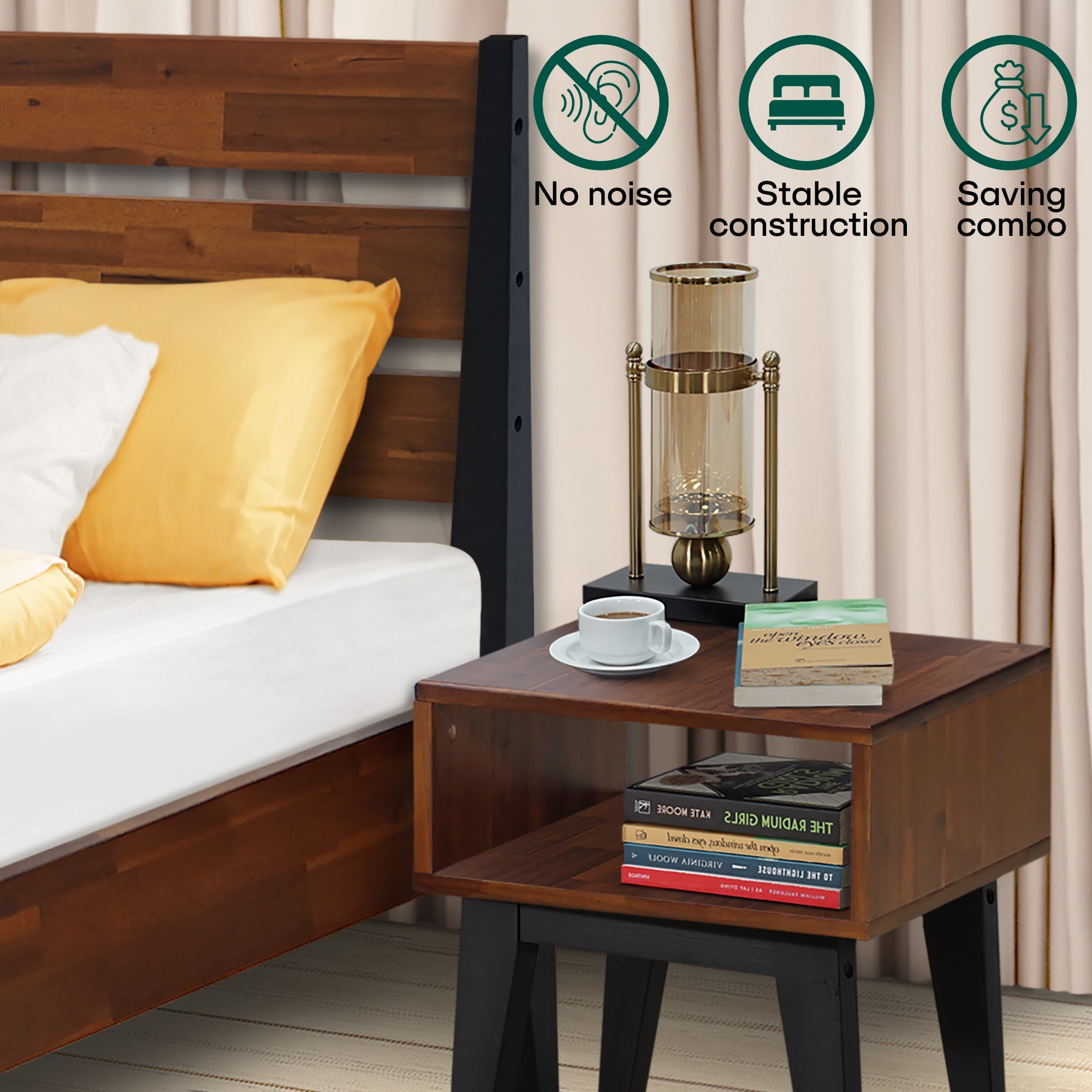 Emery Solid Wood Bed Frame Megsu