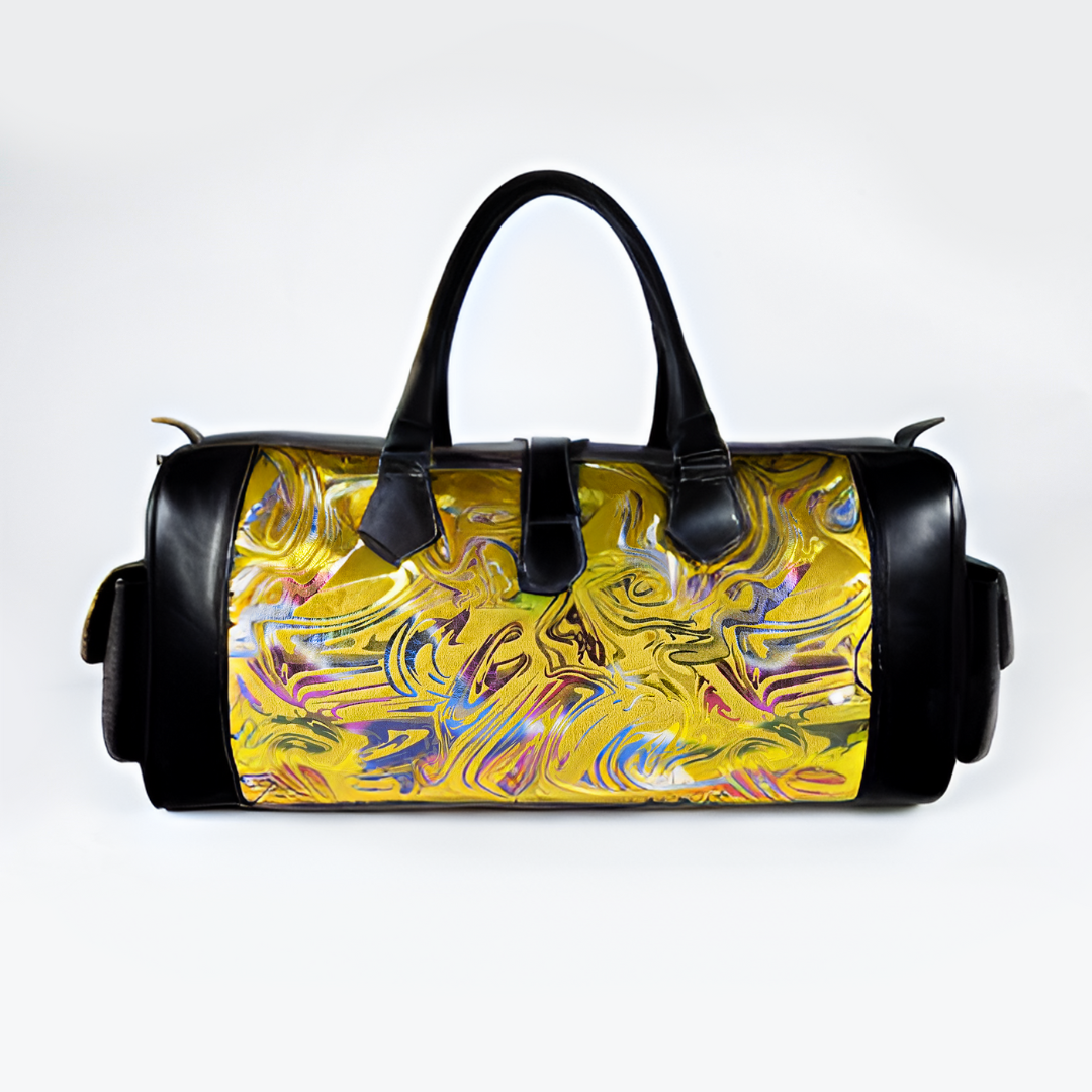 Kilim Travel Bag Interior View Premium Leather Marrakech - LuxoraCraft