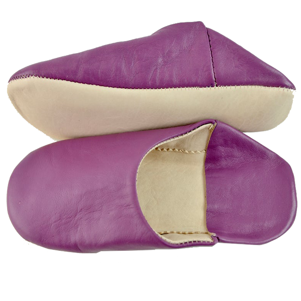 Purple Handcrafted Leather Slipper Moroccan Artisan - LuxoraCraft