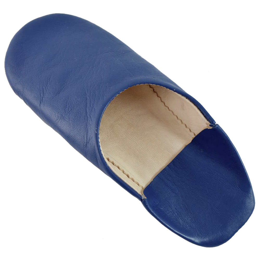 Blue Handcrafted Leather Slipper Moroccan Artisan - LuxoraCraft