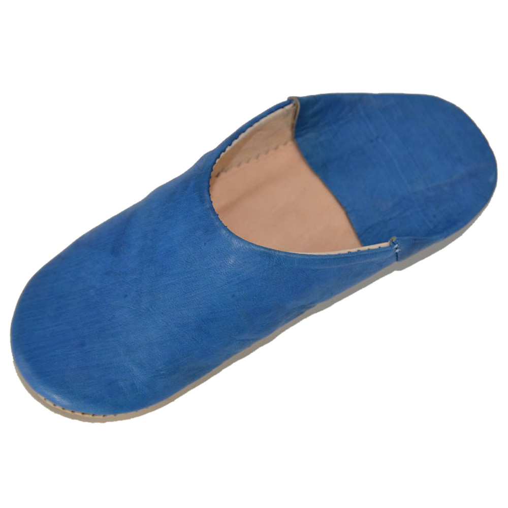 Royal Blue Handcrafted Leather Slipper Moroccan Artisan - LuxoraCraft