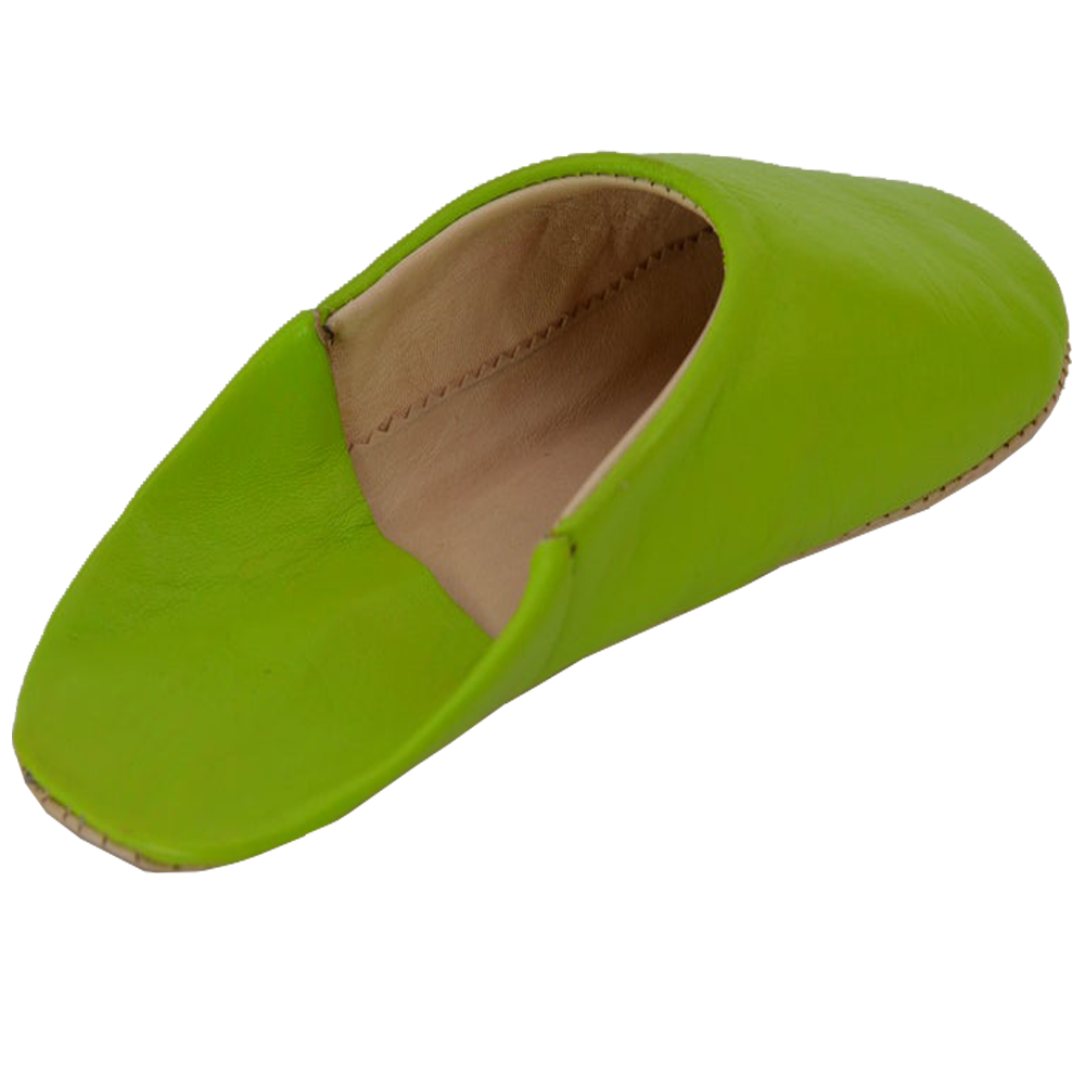 Green Handcrafted Leather Slipper Moroccan Artisan - LuxoraCraft