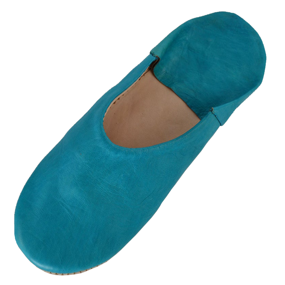 Turquoise Handcrafted Leather Slipper Moroccan Artisan - LuxoraCraft