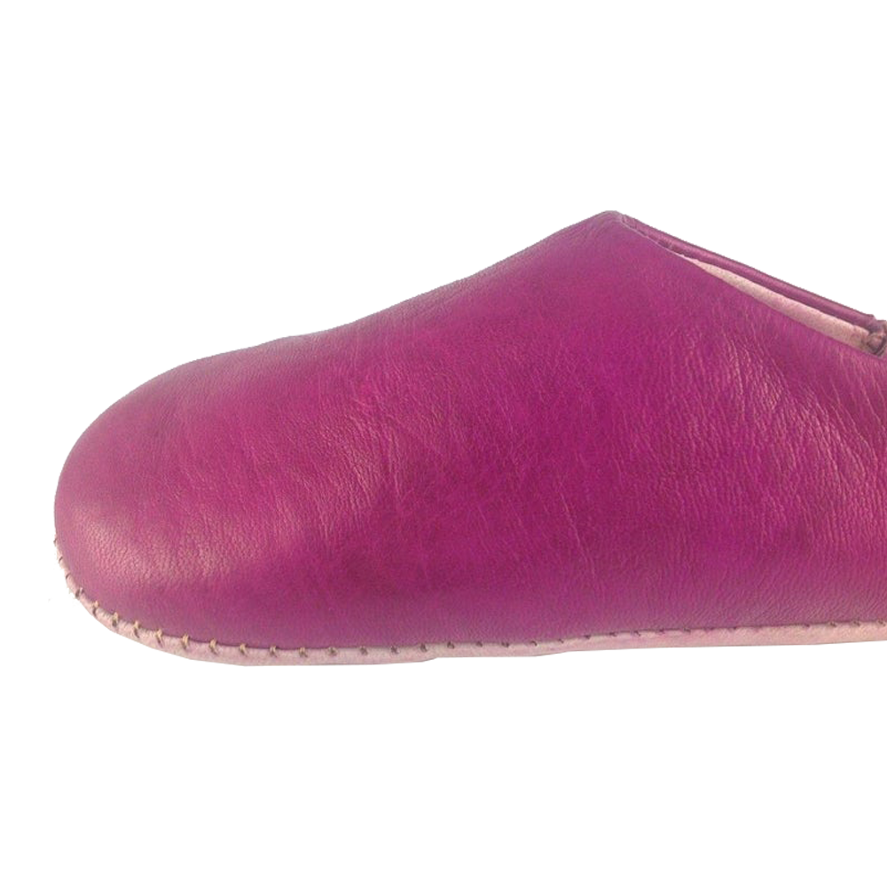 Fuchsia Handcrafted Leather Slipper Moroccan Artisan - LuxoraCraft