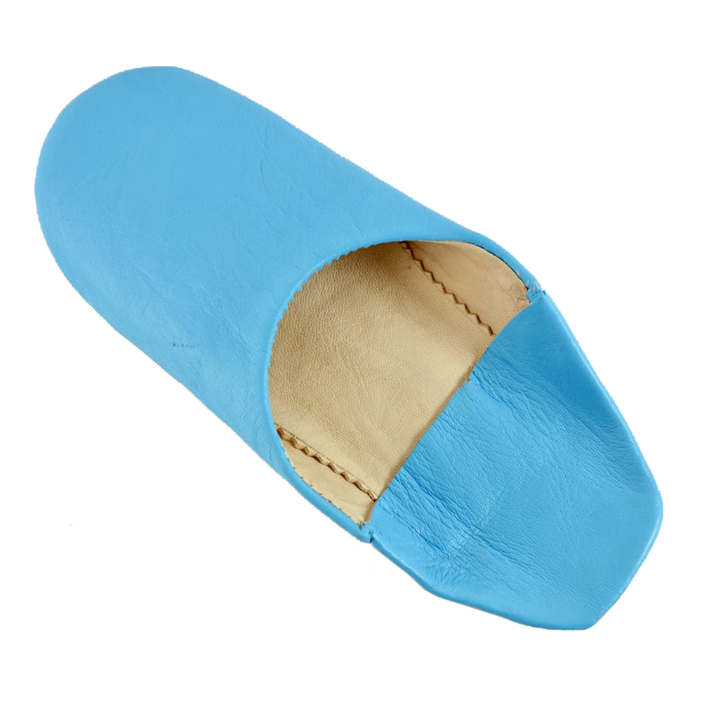 Blue Sky Handcrafted Leather Slipper Moroccan Interior - LuxoraCraft