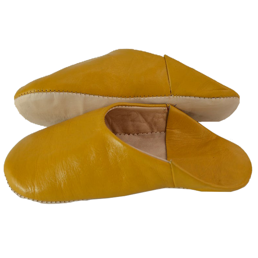 Mustard Handcrafted Leather Slipper Moroccan Artisan - LuxoraCraft