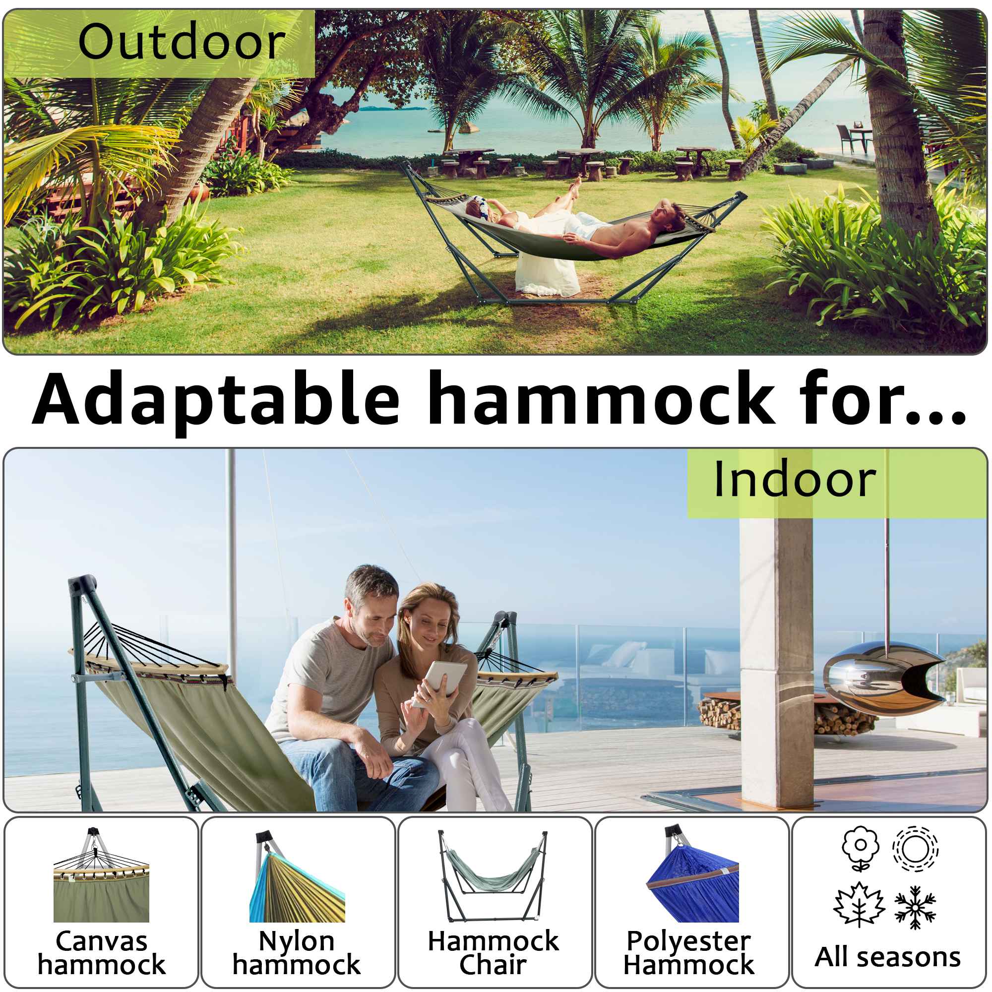 Tranquillo Universal Canvas Hammock Medium Size for Ultimate Comfort and Style Megsu