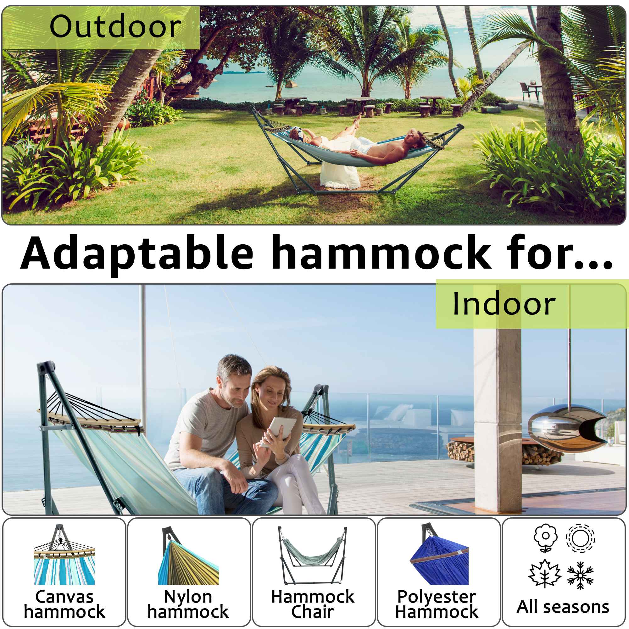 Tranquillo Universal Canvas Hammock Medium Size for Ultimate Comfort and Style Megsu