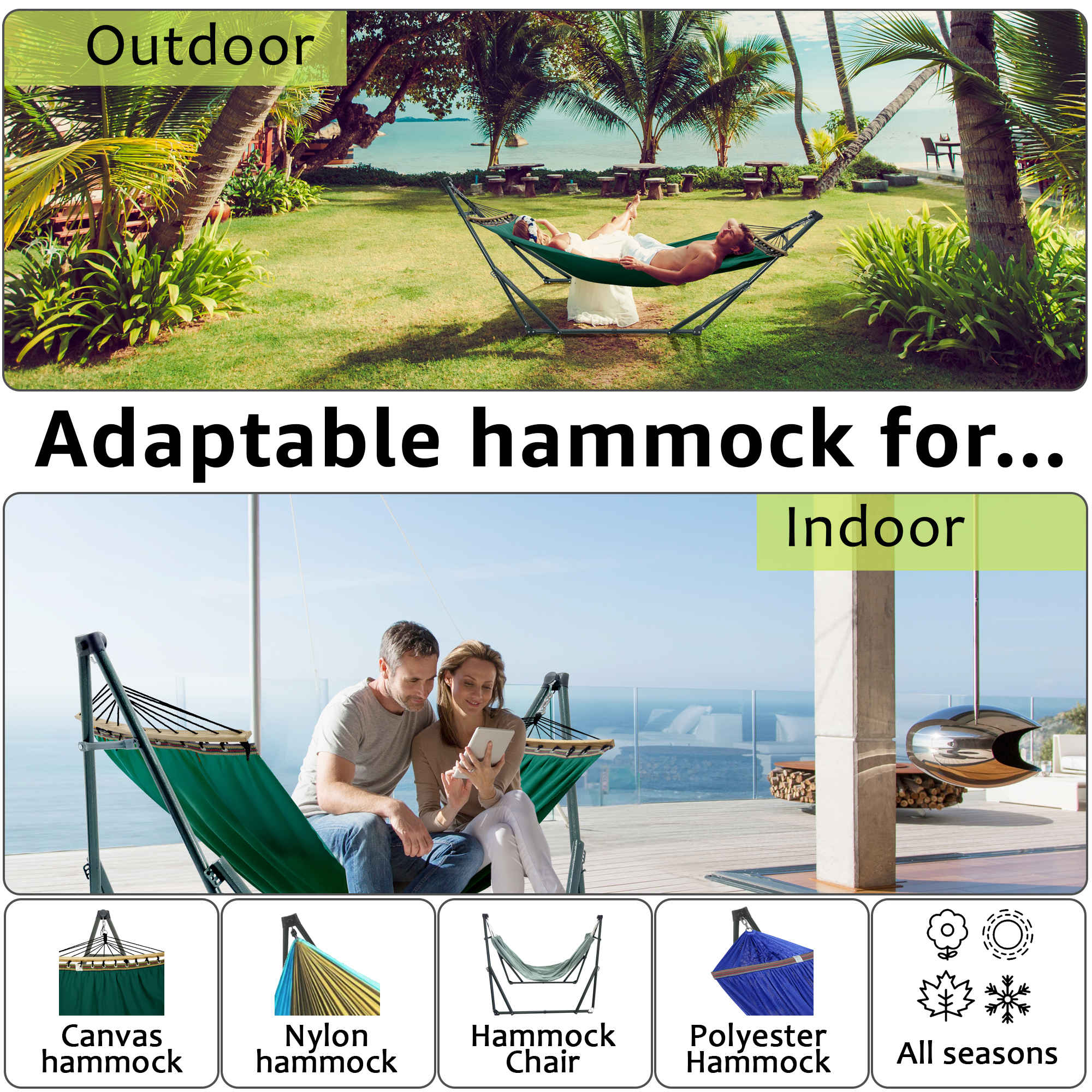 Tranquillo Universal Canvas Hammock Medium Size for Ultimate Comfort and Style Megsu