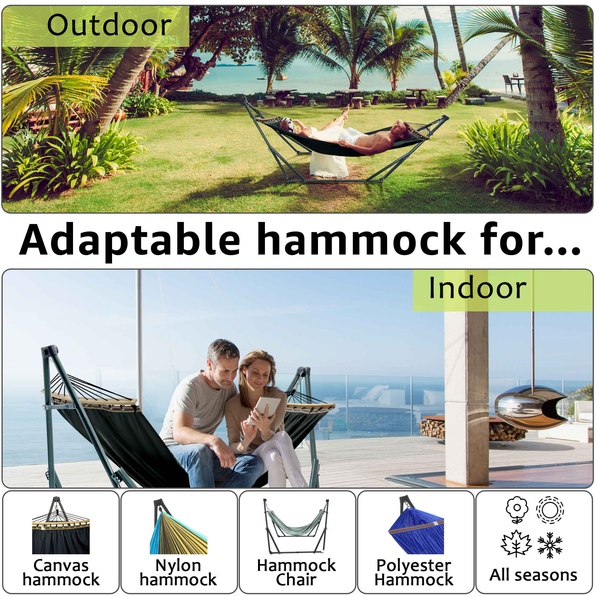 Tranquillo Universal Canvas Hammock Medium Size for Ultimate Comfort and Style Megsu