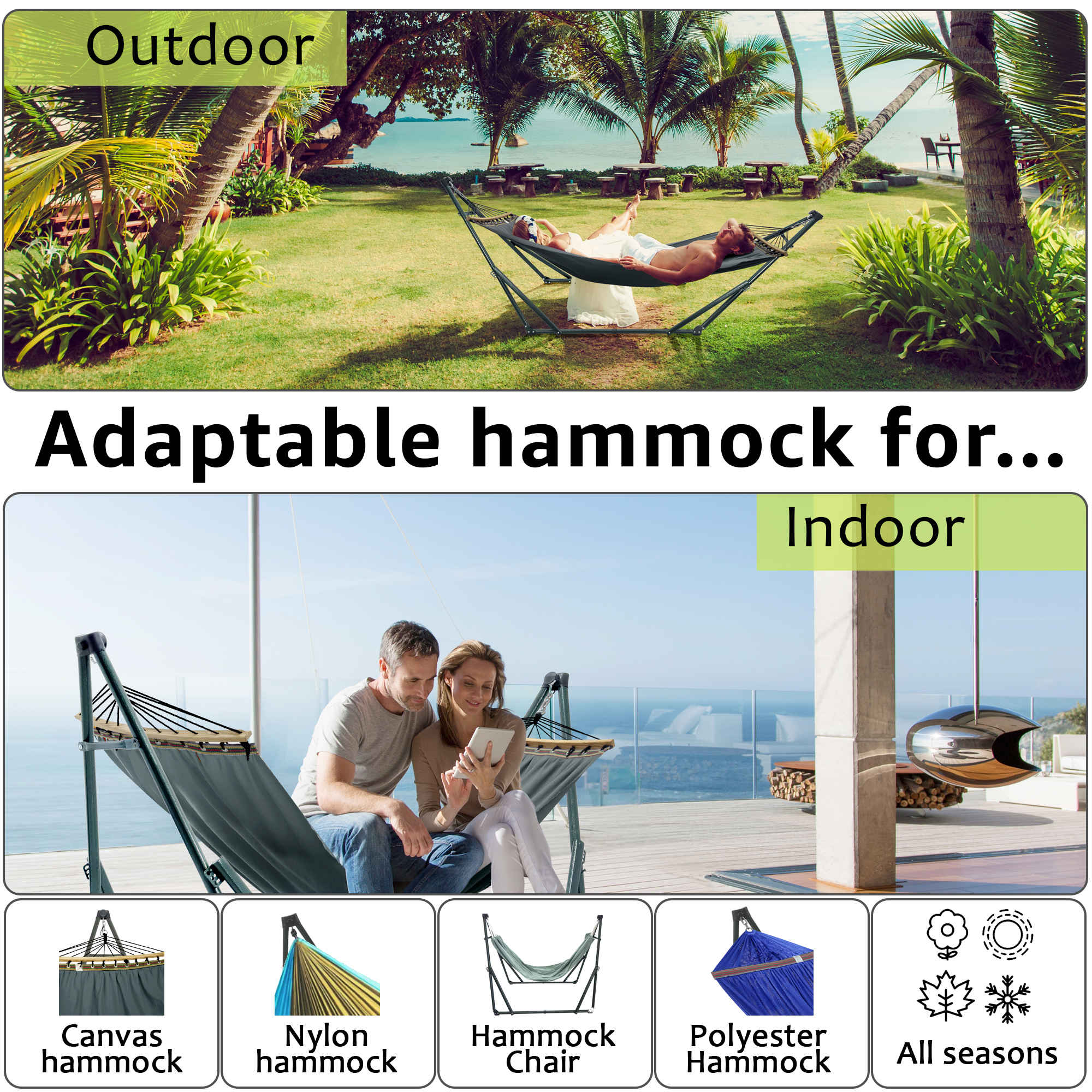 Tranquillo Universal Canvas Hammock Medium Size for Ultimate Comfort and Style Megsu
