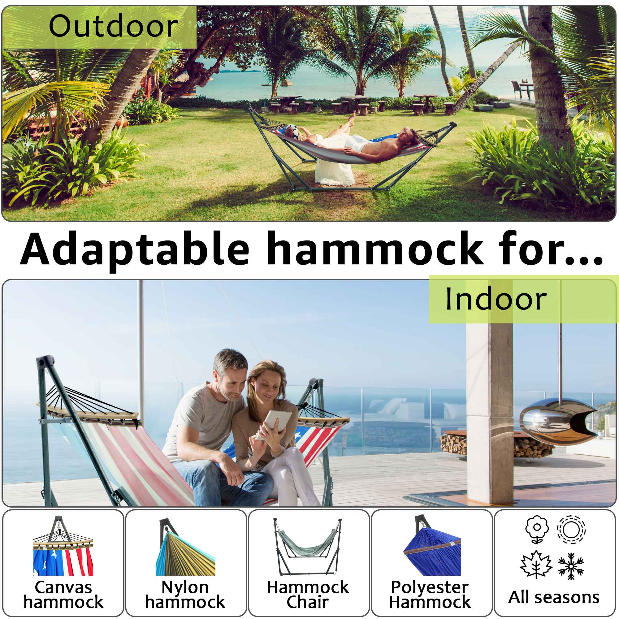 Tranquillo Universal Canvas Hammock Medium Size for Ultimate Comfort and Style Megsu
