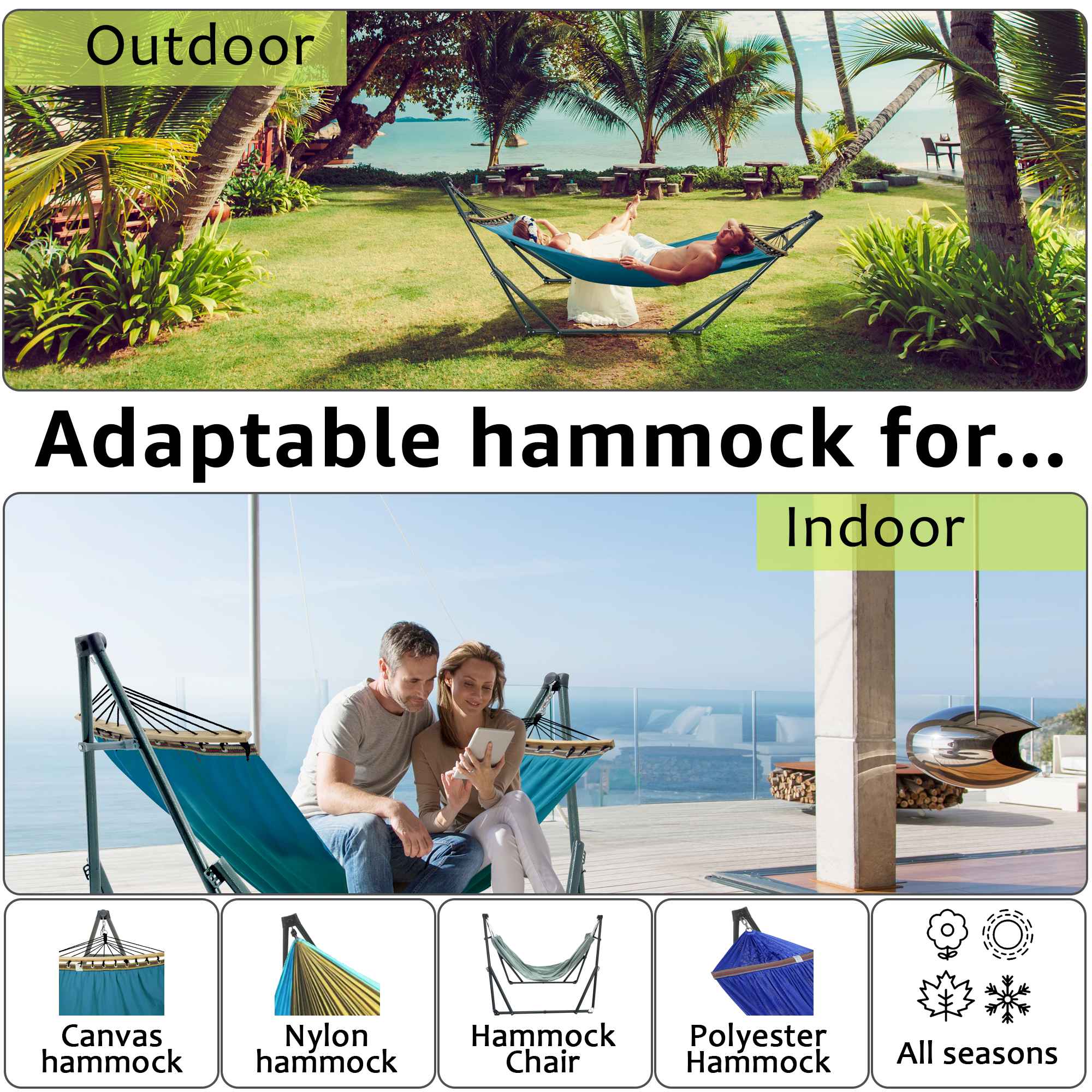 Tranquillo Universal Canvas Hammock Medium Size for Ultimate Comfort and Style Megsu