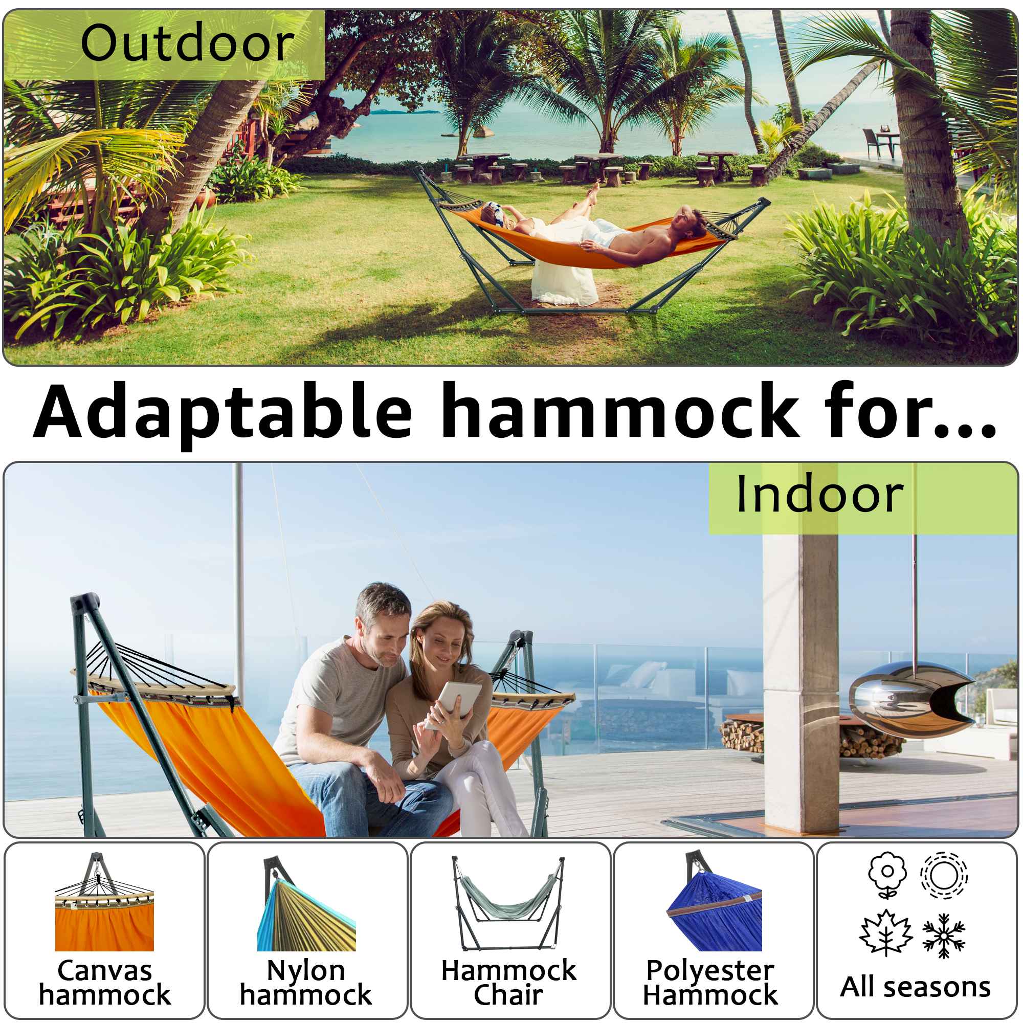 Tranquillo Universal Canvas Hammock Medium Size for Ultimate Comfort and Style Megsu