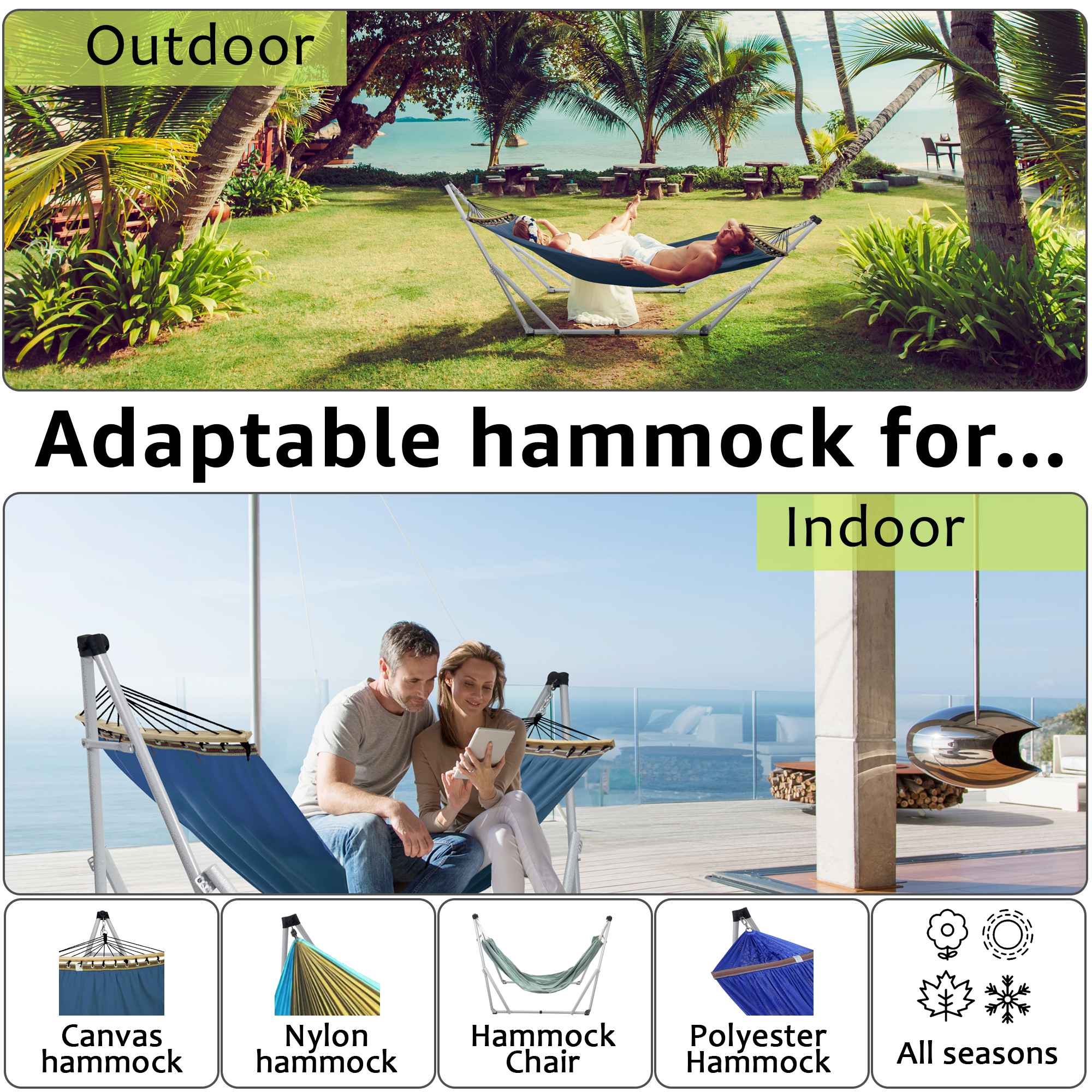 Tranquillo Universal Canvas Hammock Medium Size for Ultimate Comfort and Style Megsu