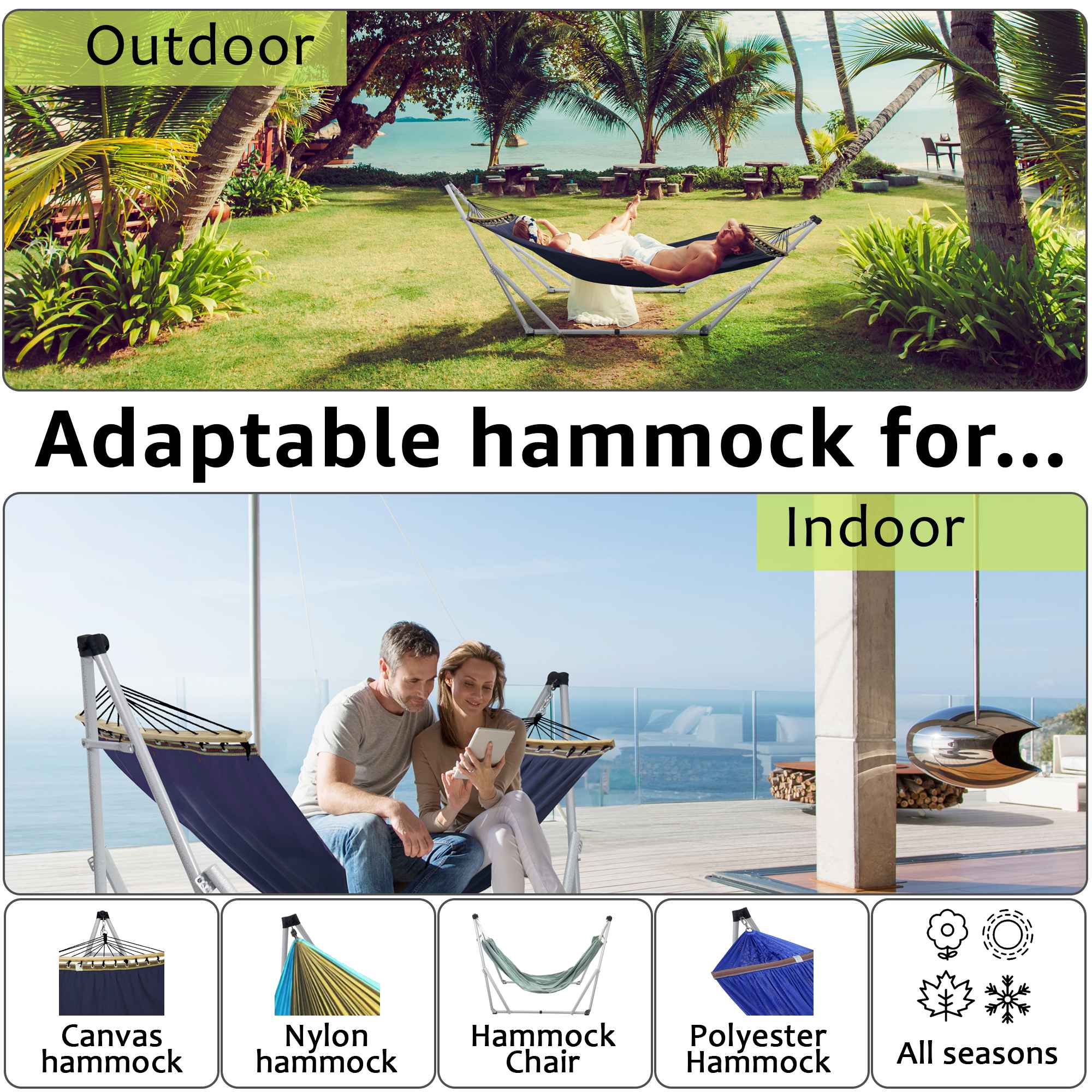 Tranquillo Universal Canvas Hammock Medium Size for Ultimate Comfort and Style Megsu