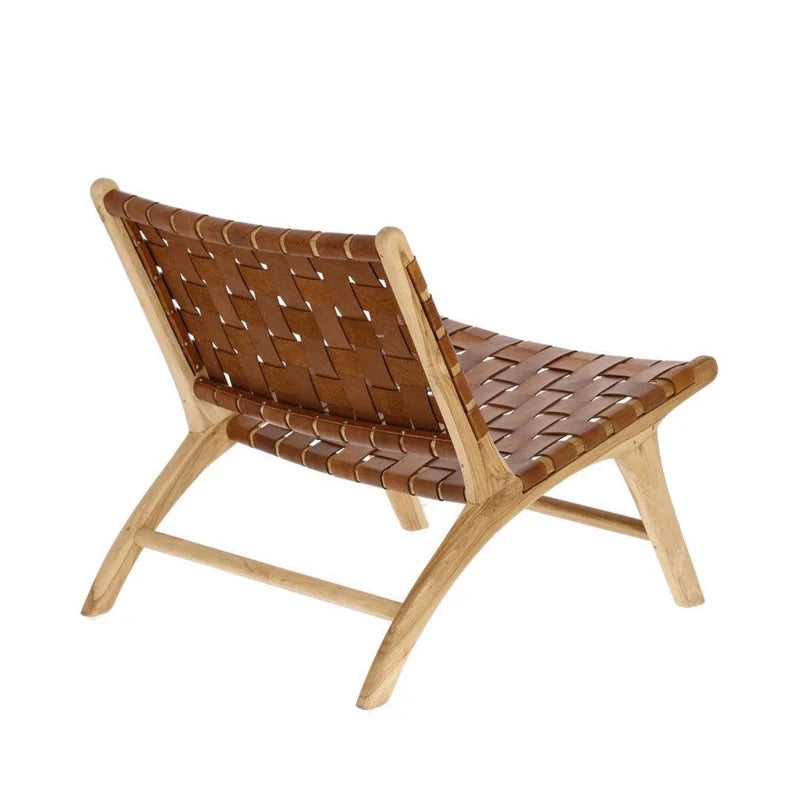 Brown Leather Lounge Chair Front View Artisan Made - LuxoraCraft
