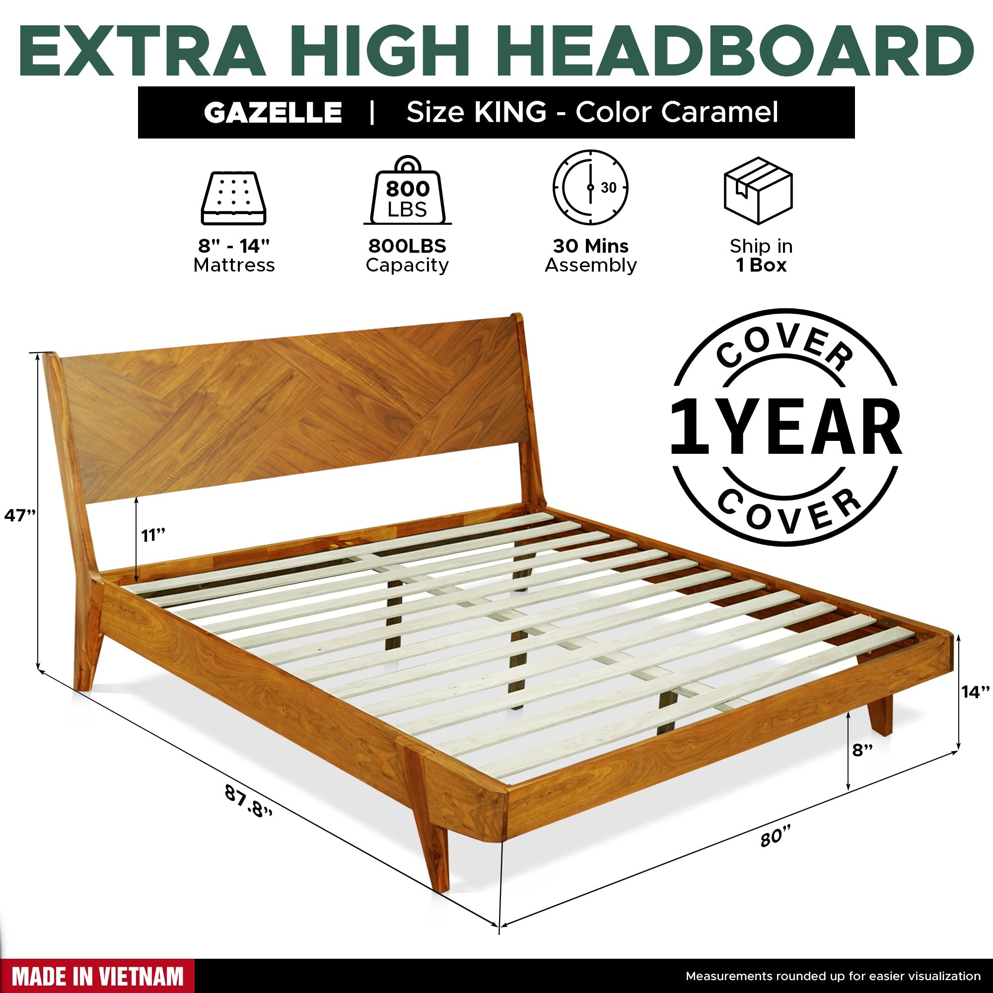 Gazelle Platform Bed Frame With Headboard Megsu