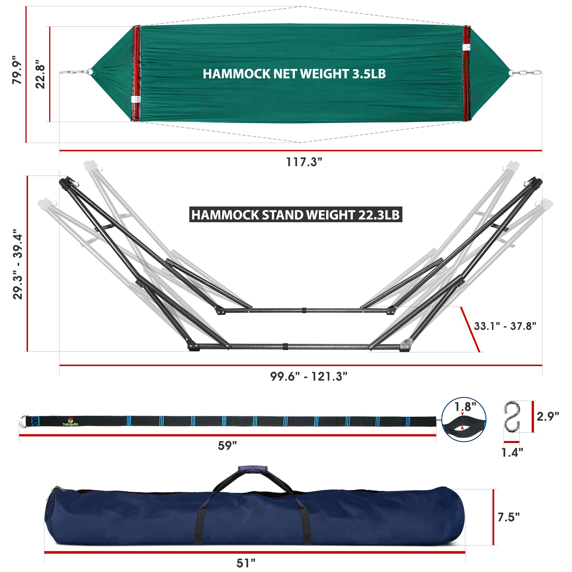 Tranquillo Comfort Set Original Hammock Stand for Ultimate Relaxation Megsu