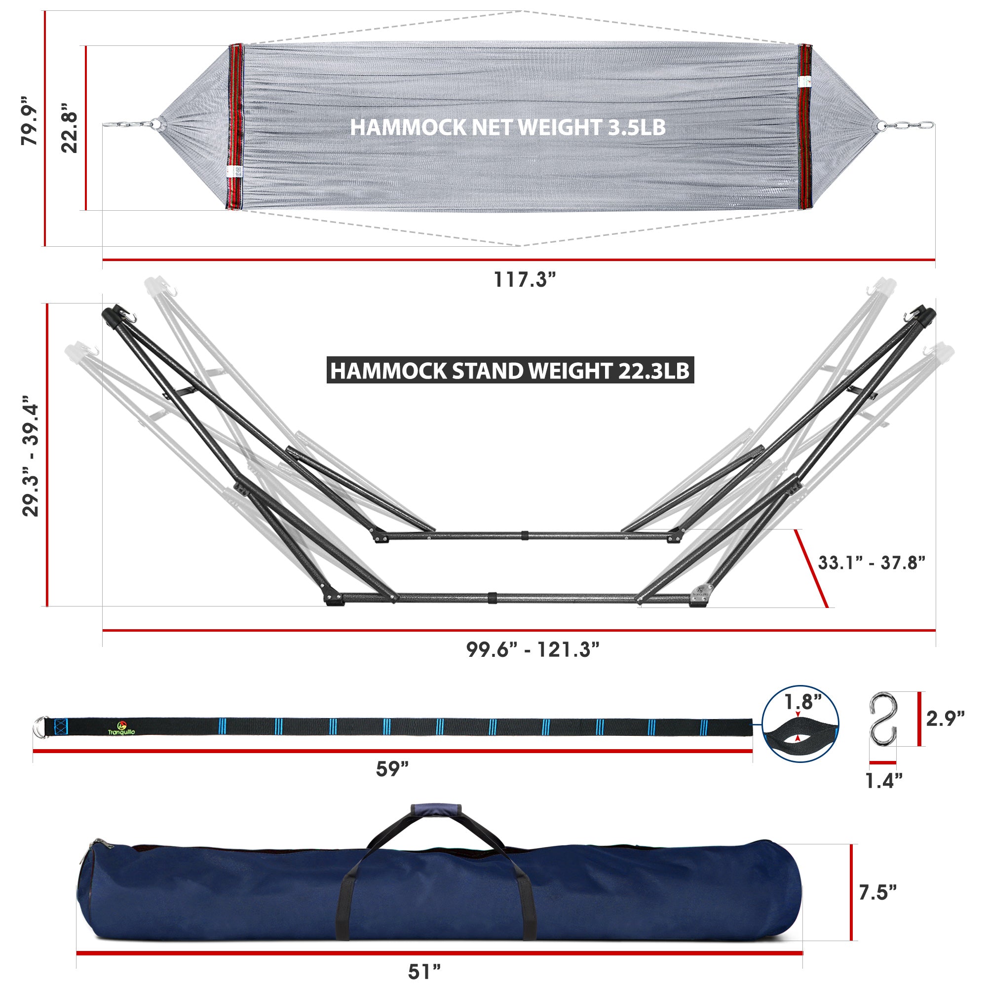 Tranquillo Comfort Set Original Hammock Stand for Ultimate Relaxation Megsu