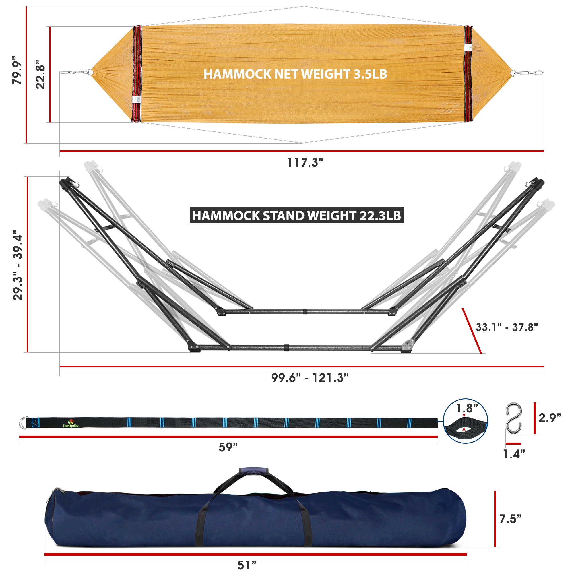 Tranquillo Comfort Set Original Hammock Stand for Ultimate Relaxation Megsu
